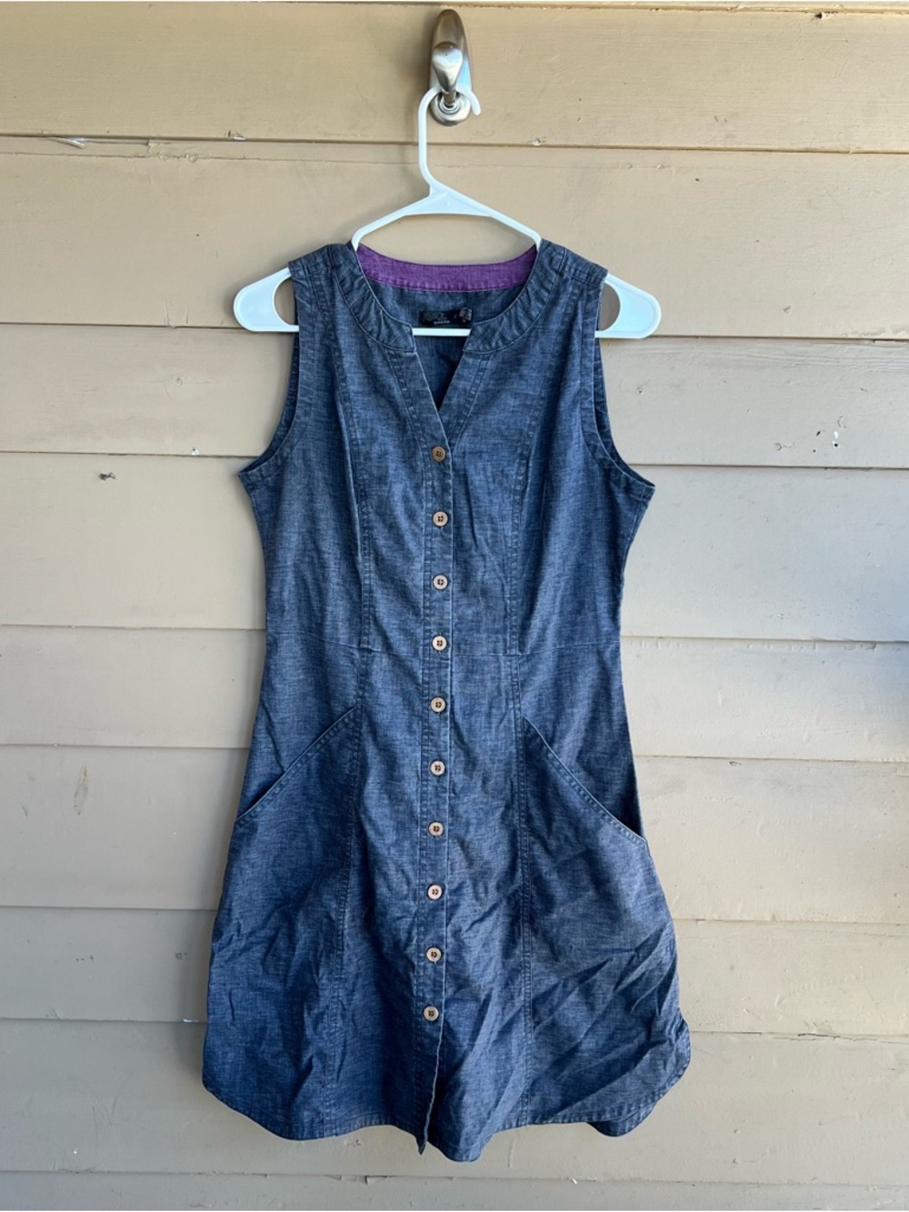 Prana Women's Reanne Hemp Blend Grey Sleeveless Button Front Dress Size Small - Picture 2 of 8